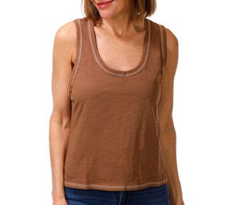 Thumbnail 1: Blue Sol Petite Solid Scoop Neck Luxey Tank 
