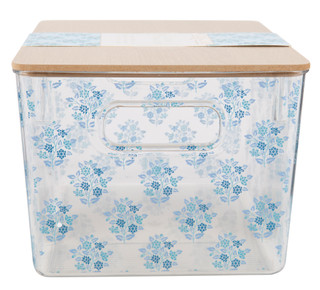 Thumbnail 2: One Design Home Cleo & June Floral Print Storage Bin with Bambo Lid 