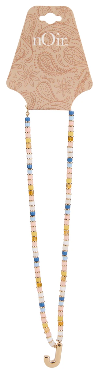 Thumbnail 1: Noir Multi Color Bead Initial Necklace 