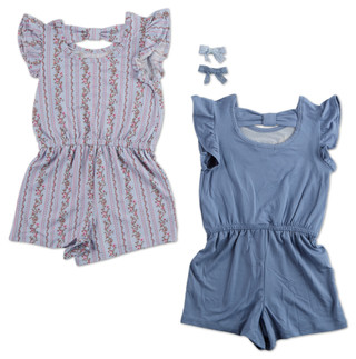 Thumbnail 2: Btween Little Girls 4 Pk Rompers w/ Hair Bows 