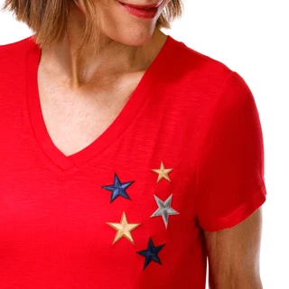 Thumbnail 2: RIO & RIAN Petite Short Sleeve Embroidered Stars Top 