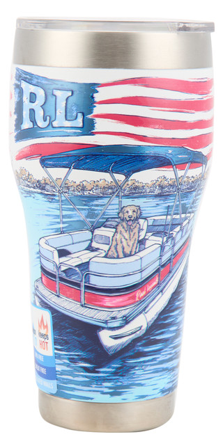 Thumbnail 1: REEL LEGENDS 30 oz Americana Pontoon Cruisin Tumbler 