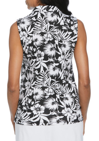 Thumbnail 3: Rafaella Womens Sleeveless Palm Print Polo Top 