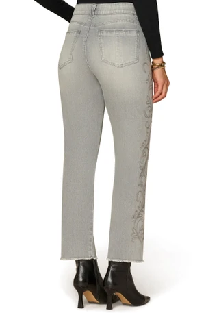 Thumbnail 4: Democracy Petite Ab Solutions Western Embroidered Jeans 