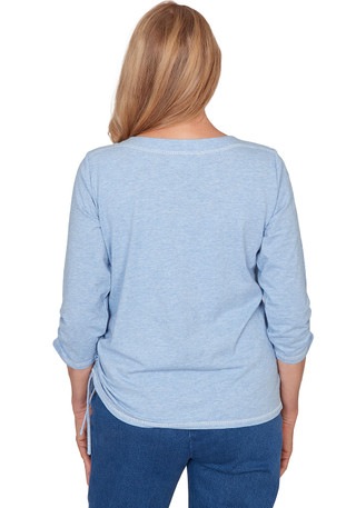 Thumbnail 4: Alfred Dunner Womens 3Q Sleeve Floral Diamond Embroidered Top 