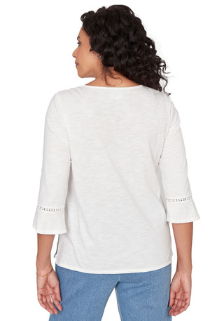 Thumbnail 2: Alfred Dunner Womens 3Q Sleeve Embroidered Butterfly Top 