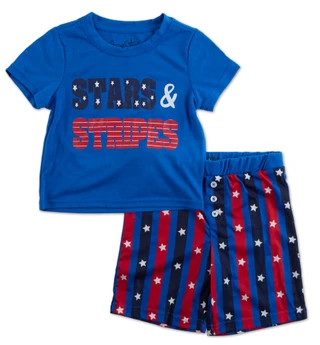 Thumbnail 1: Free Style Little Boys 2 Pc Americana Sleep Shorts & Tee Set 