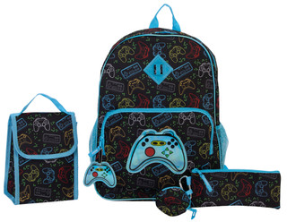 Thumbnail 1: 6 Pc Gamer Theme Backpack Set 
