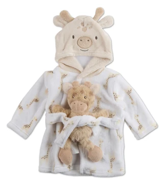 Thumbnail 1: Baby Gear Baby Boys Hooded Bath Robe with Plush Giraffe 