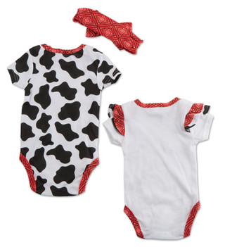 Thumbnail 2: Wrangler Baby Girls 2 Pk Western Bodysuit Set with Headband 