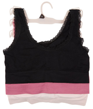 Thumbnail 2: Laura Ashley Women's Plus 3 Pk Lace Trim Ribbed Bras 