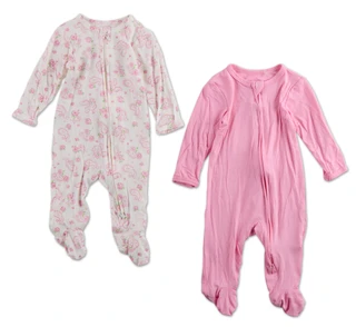 Thumbnail 1: SHABBY CHIC Baby Girls 2 Pk Bodysuits with 2 Way Zippers 