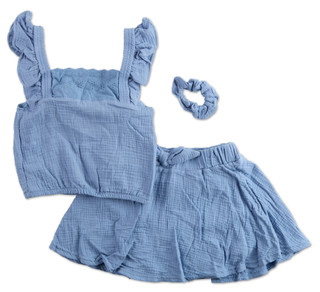 Thumbnail 1: BEARPAW Girls 2 Pc Ruffled Skort Set with Hair Scrunchie 