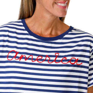 Thumbnail 2: Club 76 Women's Short Sleeve America Stripe Top 