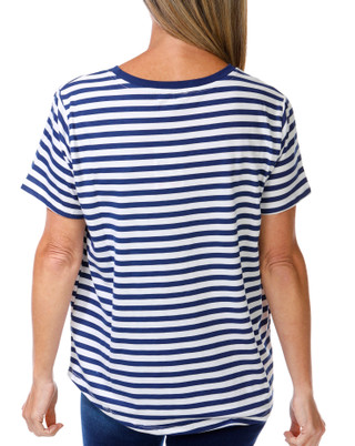 Thumbnail 3: Club 76 Women's Short Sleeve America Stripe Top 