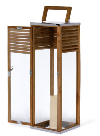 Thumbnail 2: The Gerson Company 26 in Wood Lantern with LED Candle 