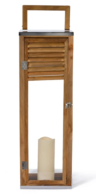 Thumbnail 1: The Gerson Company 26 in Wood Lantern with LED Candle 