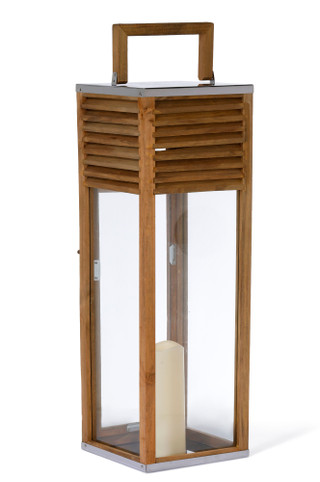 Thumbnail 4: The Gerson Company 26 in Wood Lantern with LED Candle 