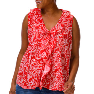 Thumbnail 1: Coral Bay Plus Sleeveless Voile Ruffle Front Top 