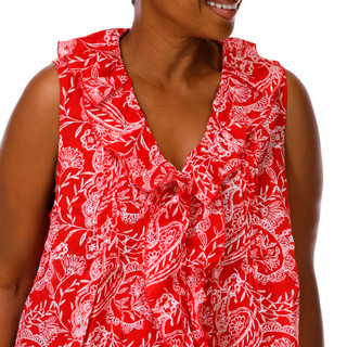Thumbnail 4: Coral Bay Plus Sleeveless Voile Ruffle Front Top 