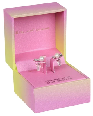 Thumbnail 1: OLIVIA & JACKSON Sterling Silver Pearl Bow Stud Earrings 