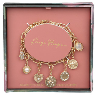 Thumbnail 1: Paige Harper Gold Plated Interchangeable Charm Bracelet 