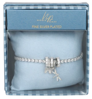 Thumbnail 1: Nicola Silver Plated Hoop Dragonfly Tennis Bracelet 