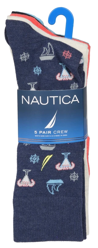 Thumbnail 1: Nautica Men's 5 Pk Print Crew Socks 