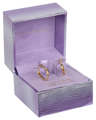 Thumbnail 1: OLIVIA & JACKSON Sterling Silver CZ Gold Oval Hoop Earrings 
