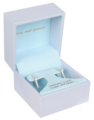 Thumbnail 1: OLIVIA & JACKSON Sterling Silver CZ Geo Hoop Earrings 