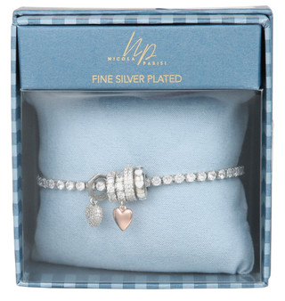 Thumbnail 1: Nicola Silver Plated Two Tone Hoop Heart Earrings 