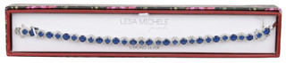 Thumbnail 2: LESA MICHELE Sterling Silver Blue Diamond Tennis Bracelet 