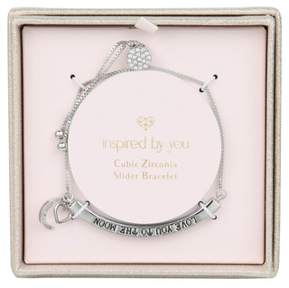 Thumbnail 1: INSPIRED BY YOU Silver Plated Love You To The Moon Bracelet 