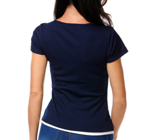 Thumbnail 2: Madden Girl Junior's Short Sleeve Lace Trim Top 