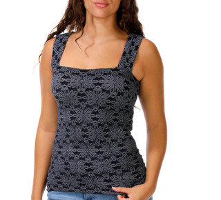 Thumbnail 1: HYFVE Juniors' Square Neck Jacquard Tank Top 