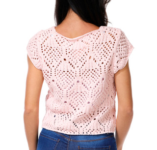 Thumbnail 2: BY TOGETHER Juniors Short Sleeve Open Crochet Top 