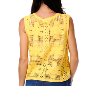 Thumbnail 2: BY TOGETHER Junior's Sleeveless Crochet Button Front Top 