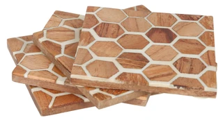 Thumbnail 2: Total home 4 Pk Square Coasters Set 