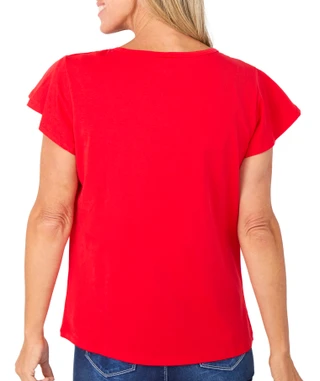 Thumbnail 2: ILU Women's Short Sleeve V Neck Bedazzled Top 