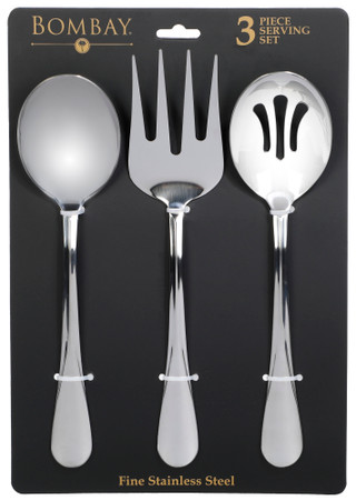 Thumbnail 1: Bombay 3 Pc Stainless Steel Serving Set 
