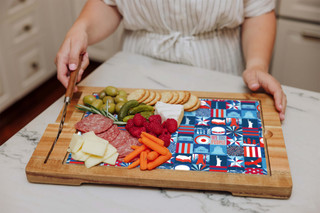 Thumbnail 2: Toscana America250 Ventana Tempered Glass and Acacia Cheese Board & Knife Set 
