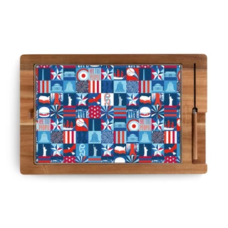 Thumbnail 1: Toscana America250 Ventana Tempered Glass and Acacia Cheese Board & Knife Set 