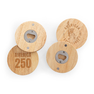 Thumbnail 2: Toscana America250 4 Pc. Coasters with Bottle Openers Set  