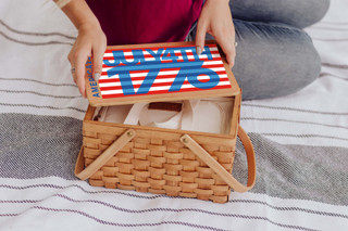 Thumbnail 3: Picnic Time America250 Poppy Personal Small Picnic Basket 