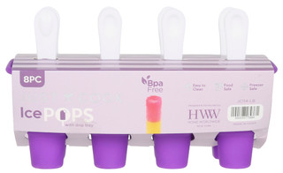 Thumbnail 2: Home Worldwide 8 Pc Silicone Ice Pops with Drip Tray 