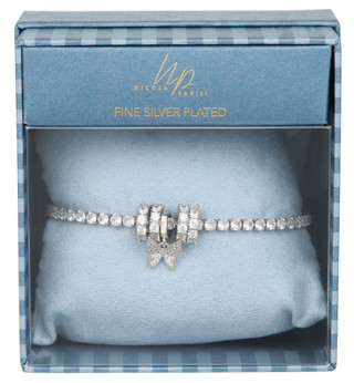 Thumbnail 1: Nicola Silver Plated Hoop Butterfly Tennis Bracelet 