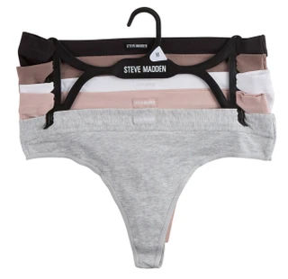 Thumbnail 1: Steve Madden Juniors 5 Pk Cotton Stretch Thong Panties 
