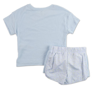 Thumbnail 2: New Balance Little Girls Ribbed Tee & Shorts Set 