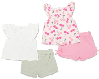 Thumbnail 2: Little Lass Baby Girls 4 Pc Shorts Set  