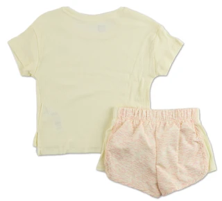 Thumbnail 2: New Balance Little Girls Ribbed Tee & Shorts Set 